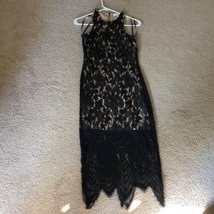 Black lace handkerchief hem party dress